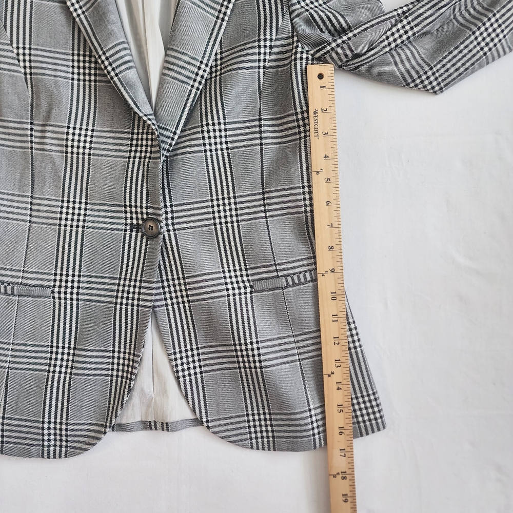 Emporio Armani Size 42 Womens Grey Black White Glen Checkered Blazer - Picture 10 of 11